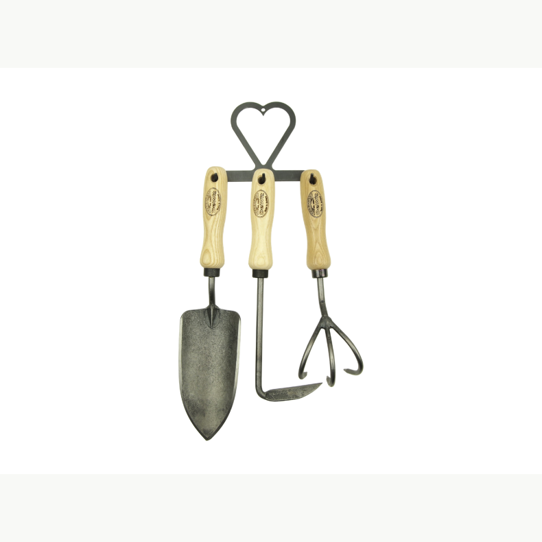 Halter f�r Gartenger�te, mit Herz und drei Gartenger�te